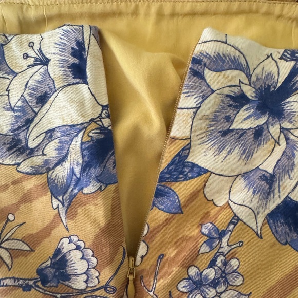 Anthropologie Tie-Back Utility Mini Dress Gold Floral Size 10 - Picture 11 of 13